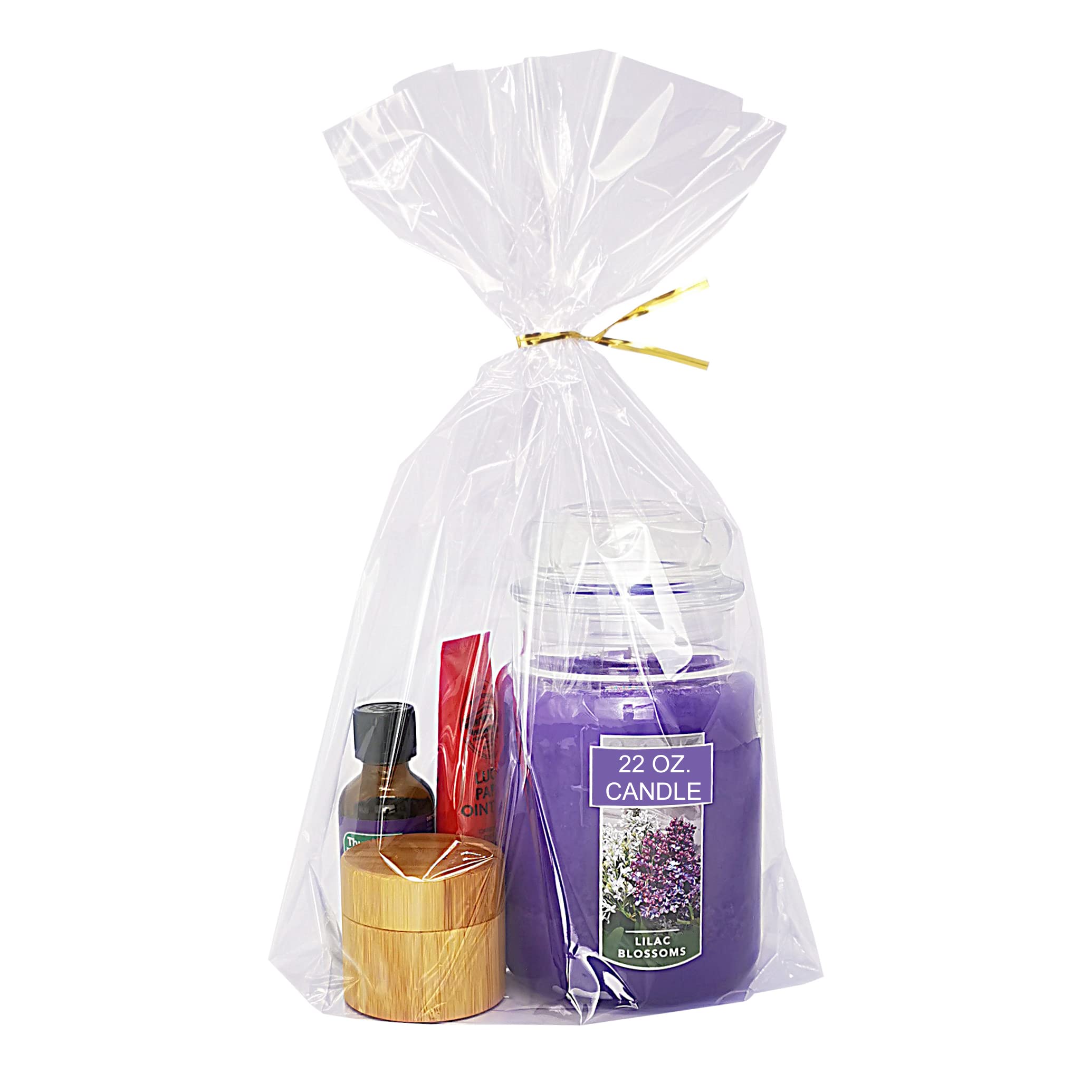 Wowfit 50 CT 10x14 inches Clear Bottom Gusset Cellophane Gift Bags with 6