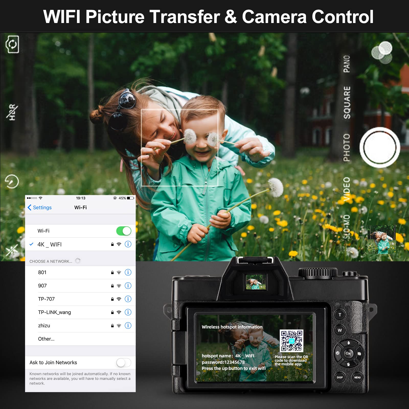 4K 48MP Digital Camera With WiFi & App Control – 60FPS Video – 16x Zoom – NBD Compact