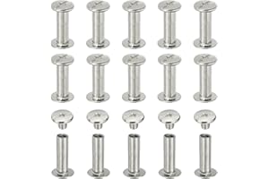 PATIKIL Chicago Screws, 60set M5 x 14mm Carbon Steel Phillips Head Screw Rivets Binding Screws Post Nail Rivet for Leather Belt Bag Backpack Craft Bookbinding, Silver Tone