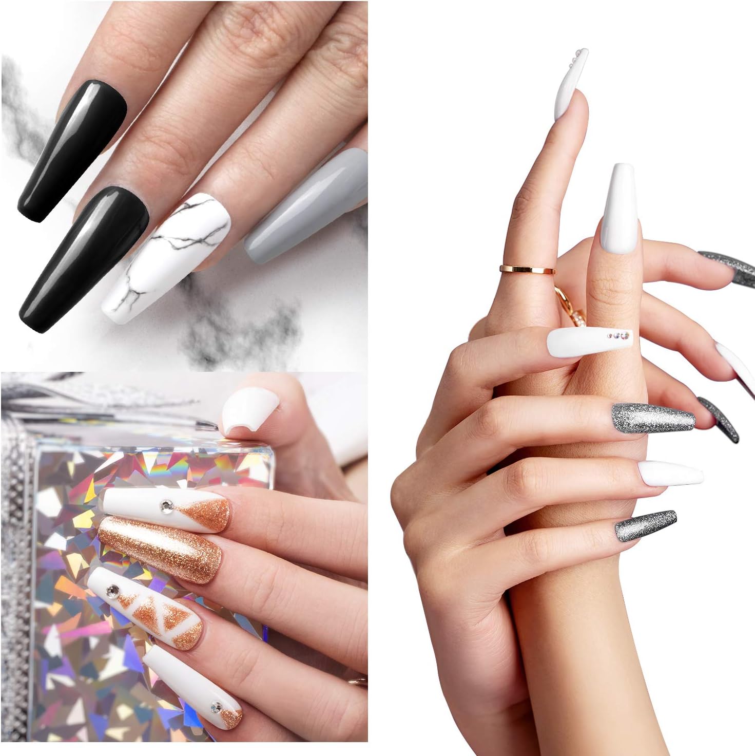 Beetles Gel Nail Polish Kit- 2 Pcs 15ml Black White Colors Gel Polish Set Soak Off UV LED Nail Gel Polish Nail Art Manicure Salon DIY at Home : Beauty