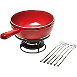 Emile Henry Made In France Flame Cheese Fondue Set, 2.6 quart, Burgundy