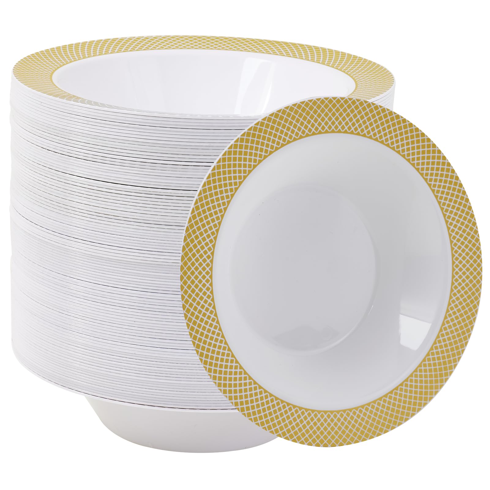Photo 1 of JOLLY CHEF 100 Disposable Plastic Bowls 12oz Premium Heavy Duty Disposable Dinner Bowls Reusable and Great for Parties or Weddings