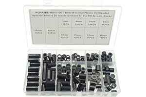 MCMASKE OD 11mm(0.433") ID 6.2mm(0.244") Plastic Unthreaded Spacers Assortment;Wall Plate spacers for M6 Screws;Clearance Spacers;Round Spacers;3mm to 25 mm Lengths(Black)