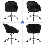 Yaheetech Faux Leather Desk Chair Velvet Flower Armrest Swivel Black view 9