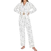 LUBOT 100% Cotton Pajamas for Women PJ Set Soft 2 Piece Ladies Button Knit Long Short Sleeve Sleepwear Loungewear XS-XXL