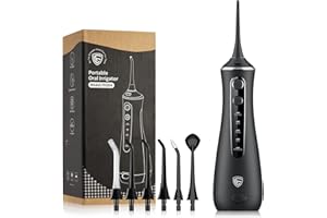 LUGUFOLIO LF Water Dental Flosser for Teeth with 6 Jet Tips, 4 Modes, Professional Cordless Cleaner Picks for Teeth Cleaning, IPX7 Waterproof, Portable, Rechargeable Power Floss Oral Irrigator for Home Travel