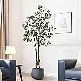 DRACIT Faux Eucalyptus Tree 6ft(72in) Tall Artificial Plant Indoor Decor Handmade Natural Fake Eucalyptus Tree for Wedding Realistic Lifelike Leaves in Pot for Home Living Room,Office,Outdoor Decor.