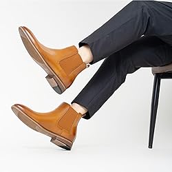 CGRRBW Brown Leather Chelsea Boots Men Dress Boots