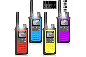NXGKET Walkie Talkies for Kids Adults, 4 Pack Rechargeable 2 Way Radios with 22 Channels, 1800mAh Battery, USB-C Charging, NO