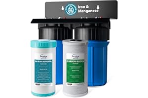 iSpring WGB21BM 2-Stage Whole House Water Filtration System with 10” x 4.5” Carbon Block and Iron & Manganese Reducing Filter