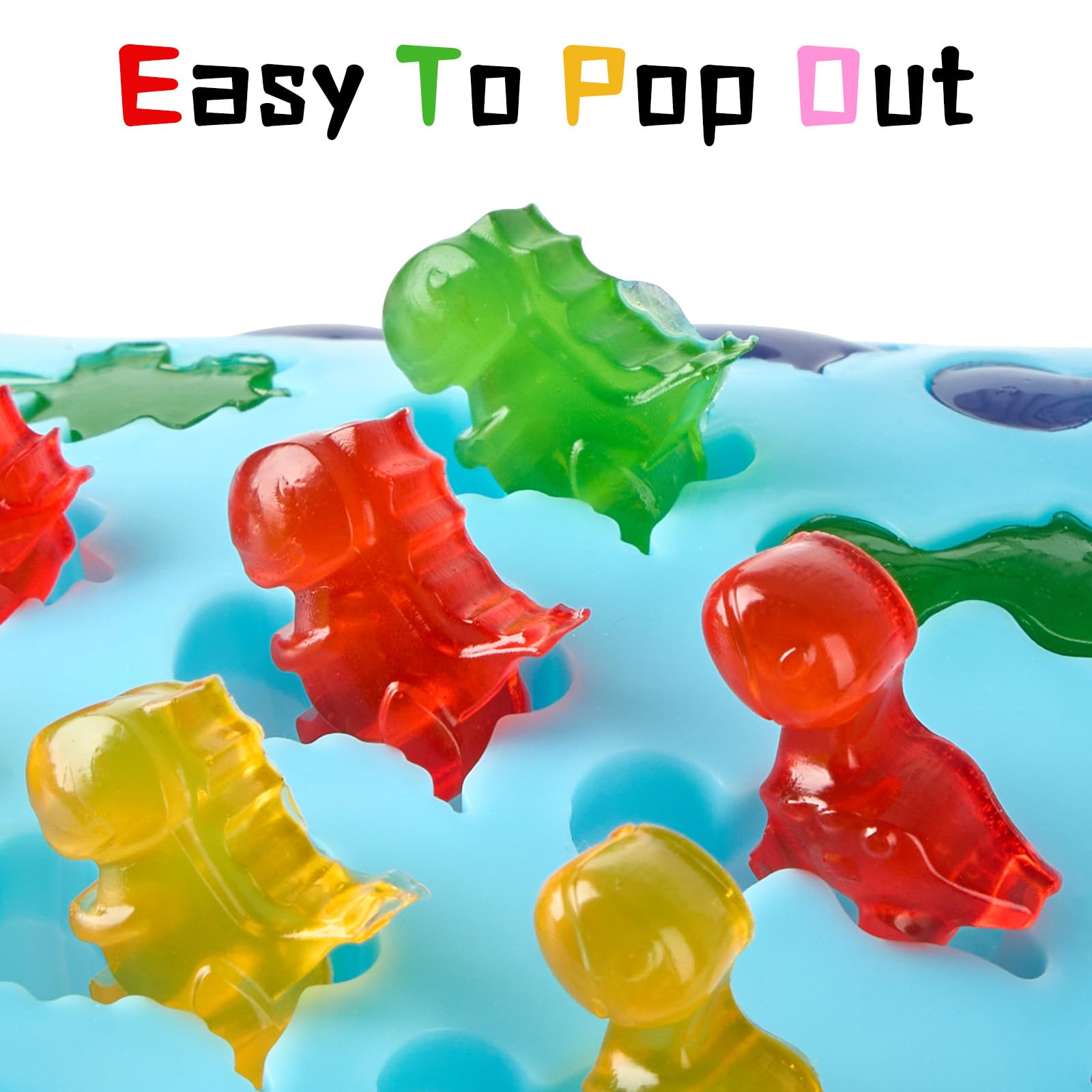 5 Pcs Mini Gummy Candy Molds with 2 Dropper, Silicone Bear Donut Dinosaur Fruit Snack Molds Non-stick and BPA Free Jello Candy Mold for Small Chocolate Gummies