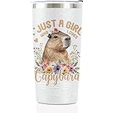 Capybara Gifts for Girls, Women, Teens, Daughters, Just A Girl Who Loves Capybara, Capybara Onebttle Stainless Steel Tumbler 20OZ Glittering