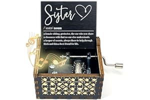 ukebobo Sister Music Box Gift, You are My Sunshine Hand Crank Wooden Musical Boxes, Sisters Gifts from Sister, Christmas Birthday Graduation Presents for Friends Female Soul Sister Bestie BFF-568