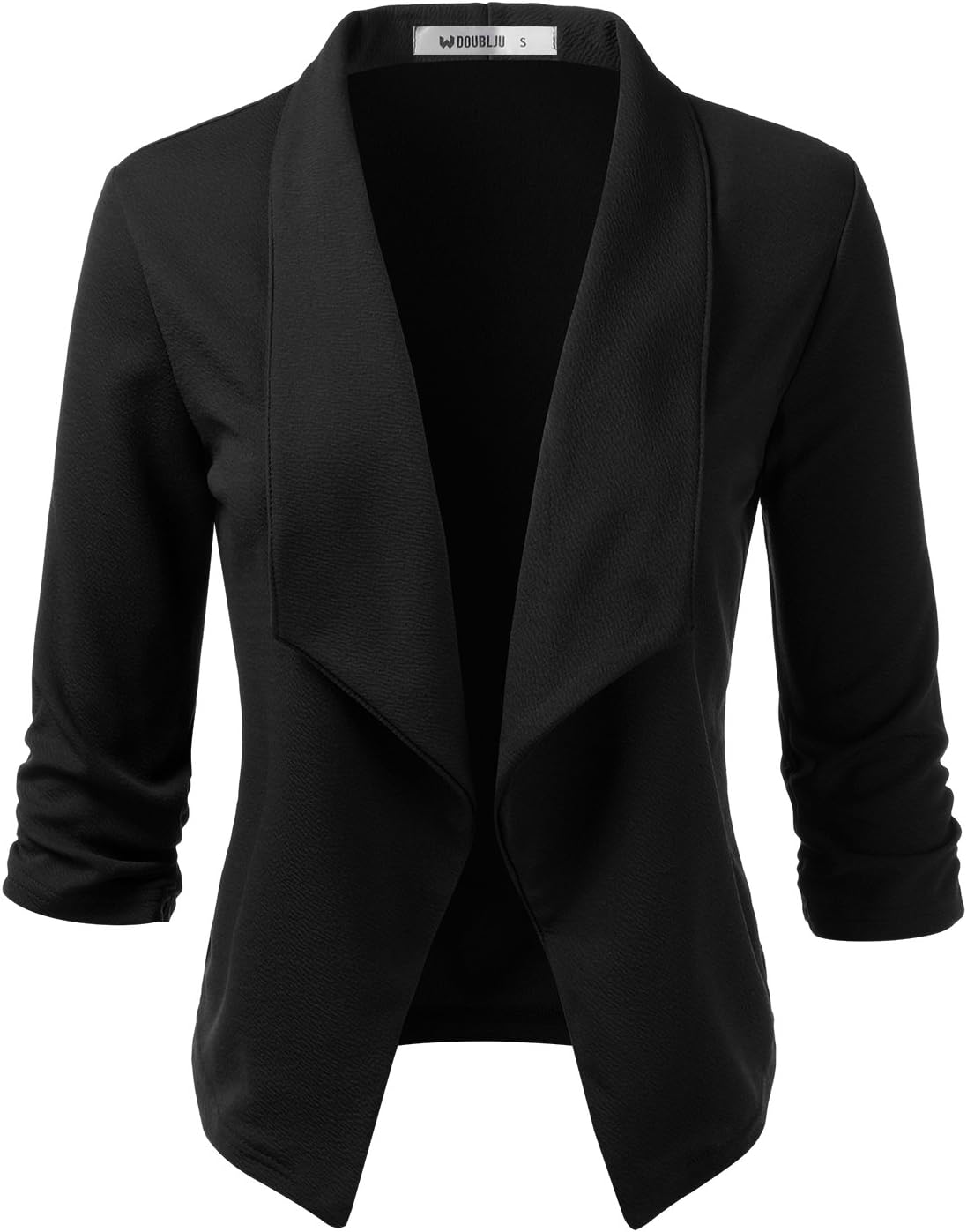 Women's Classic Draped Open Front Lightweight Blazer with Plus Size Black 1X