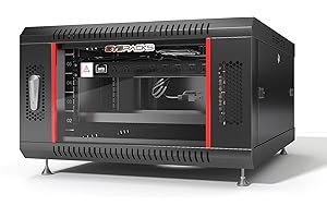 Sysracks 6U Wall Mount Network Data Server Cabinet Rack Lockable Enclosure Box - Fan - Shelf - 8-Way PDU - Feet - Cage Hardwa