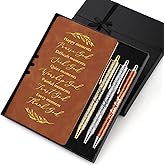 Spakon 5 Pcs Christian Gifts for Women Christian Easter Gifts Prayer Journal Religious for Women God Notebook Pen with Gift Box Scripture Notepad for Church Sunday School Favors(Brown, Bible)