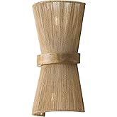 Capital Lighting 652821MA Maya Modern Mango Wood and Hand-Wrapped Natural Jute Rope Wall Sconce, 2-Light 120 Total Watts, 16"