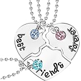 Andibro Friendship Necklace for 3, BFF Best Friend Necklaces 3 Heart Broken Stitching Necklace Heart Puzzle Matching Jewelry Gift for Women