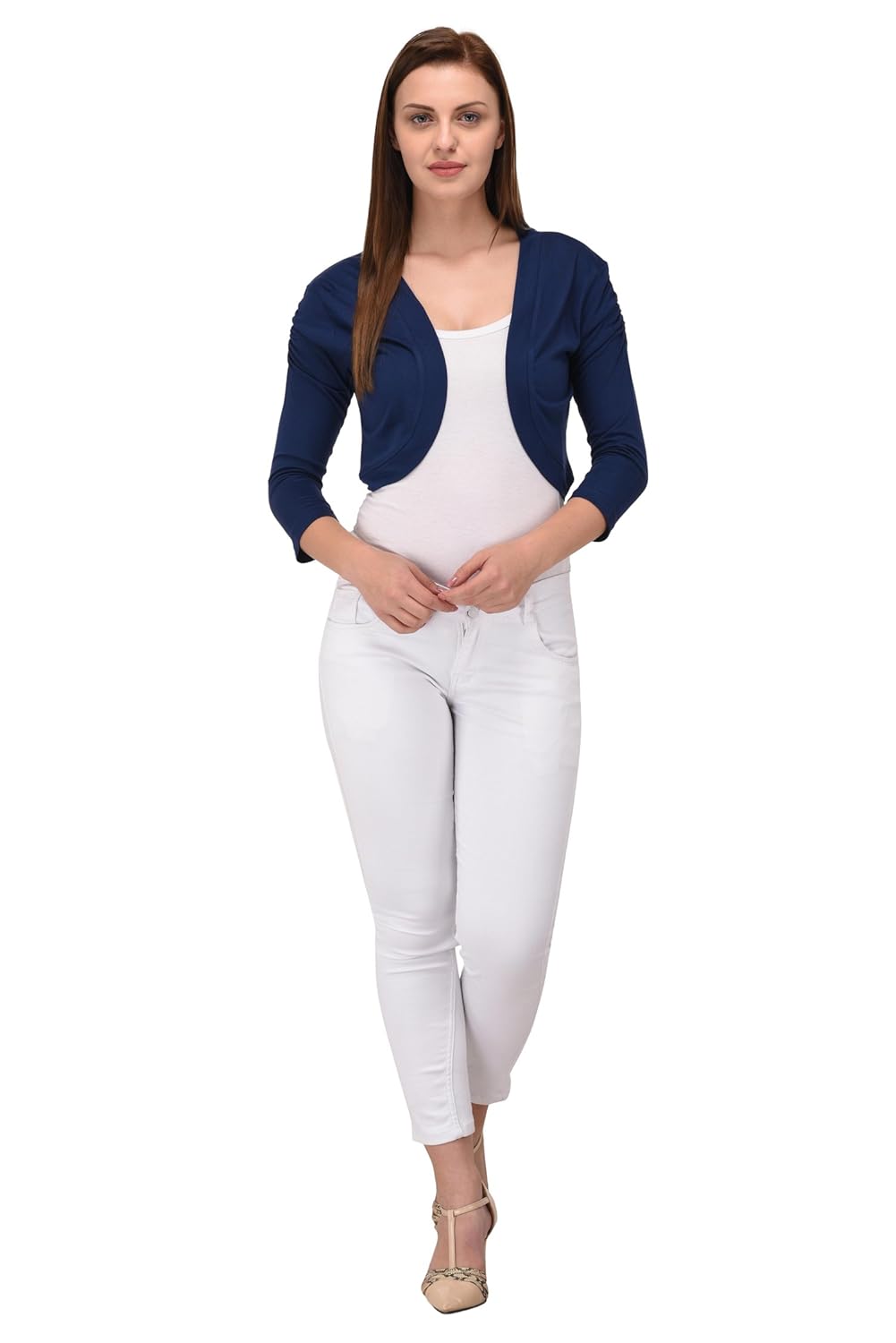 espresso women's 3/4th sleeve stylish shrug open cardigan