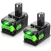 Bonacell 2Pack Upgraded 8.0Ah Replacement for Ryobi 18V ONE+ Battery Replacement PBP005 PBP004 PBP003 PBP002 P108 P102 P103 P104 P105 P107 P109 P122