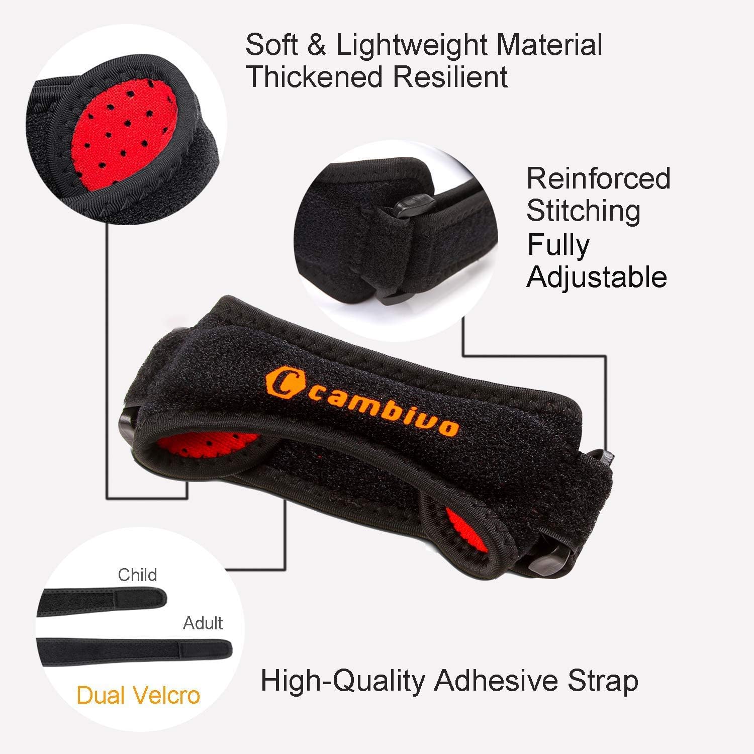 CAMBIVO 2 Pack Patella Tendon Knee Strap, Knee Support Brace for Women Men Adjustable Band for Hiking Soccer, Basketball - Image 4