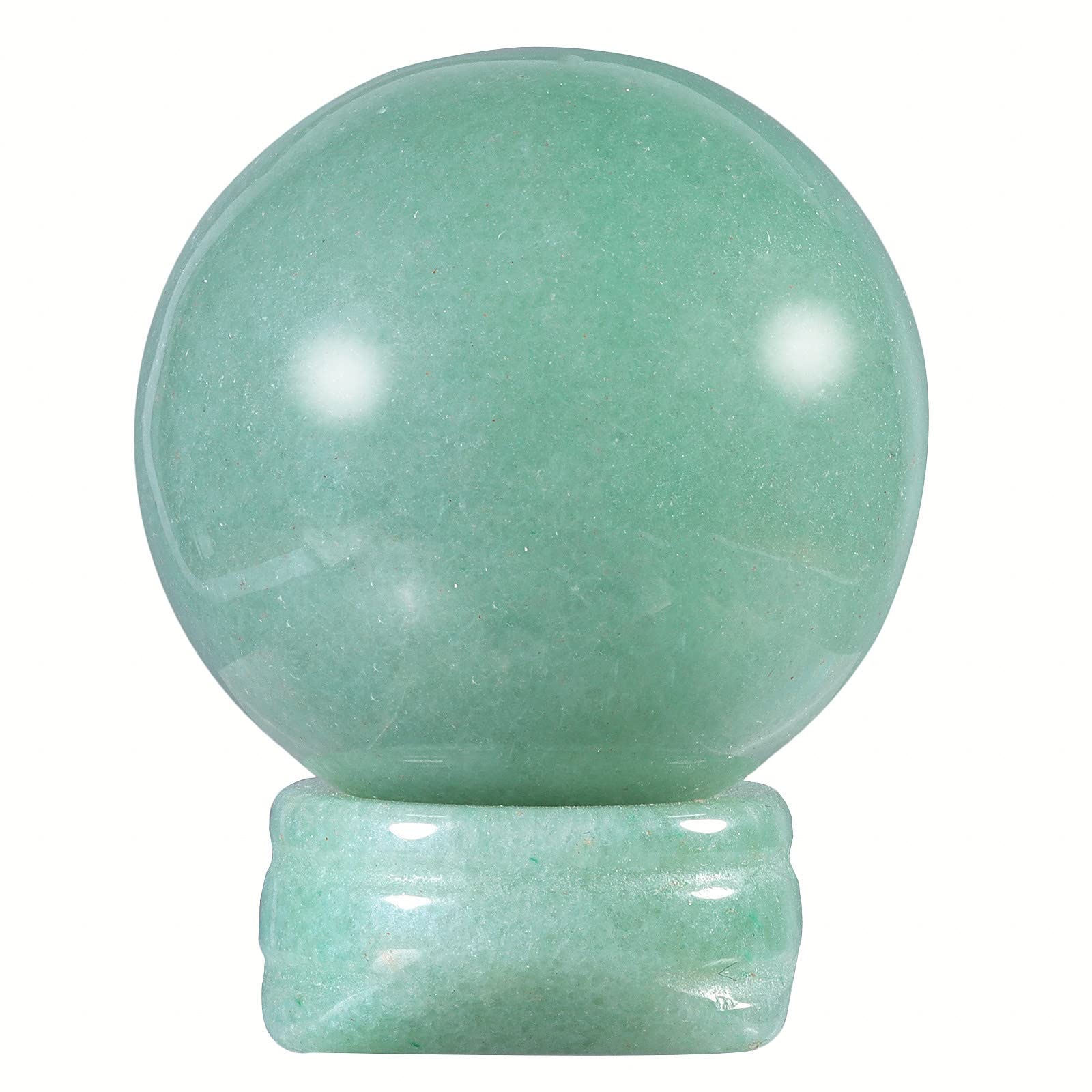 Nupuyai Green Aventurine Crystal Ball Stone with Stand for Reiki Chakra Healing, Carved Polished Sphere Stone Spiritual Ornament Home Office Decor