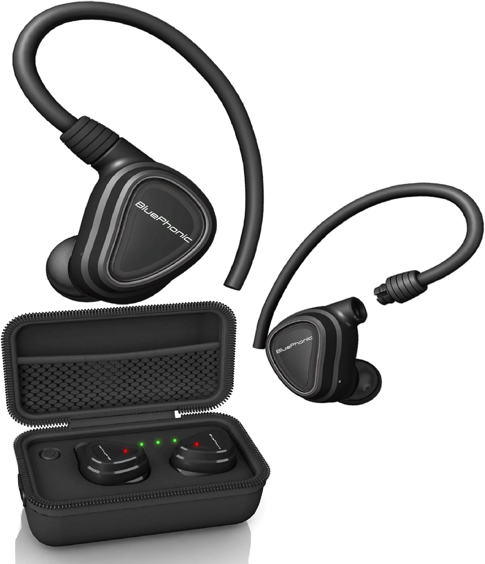 Bluephonic Mini True Wireless Earbuds - Bluetooth In Ear Earphones 3D Stereo Sound - Sweat Proof, Noise Canceling Sports Headphones Headset w/Microphone for Phone Calls - w/Charging Portable Case