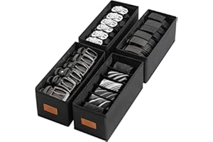 Meunmro 4 PCS Belt Organizer for Closet, 6 Grids Belt Holder, Washable Belt Box, Foldable Tie Organizer for Men, Belt Storage