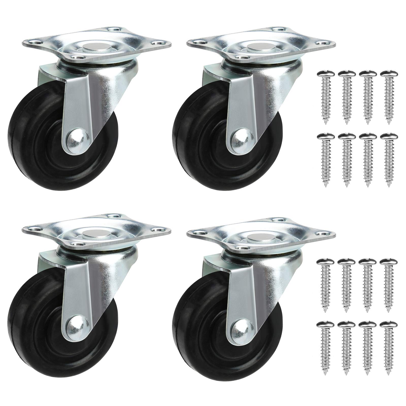 40mm Swivel Castors 4PCS UP TO 80KG, Heavy Duty Caster Wheels for Furniture, Equipment, Appliances, Carts, Chairs, Coffee Tables, Flower Pots