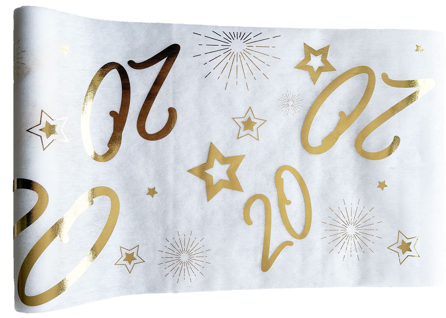 Tralala Fêtes© – Table Runner For 20th Birthday Party – Gold, Non Woven Ribbon for Middle of the Table – Chic Decoration for White and Gold Birthday Party – Shiny Roll 31.5 x 500 cm (20 years)