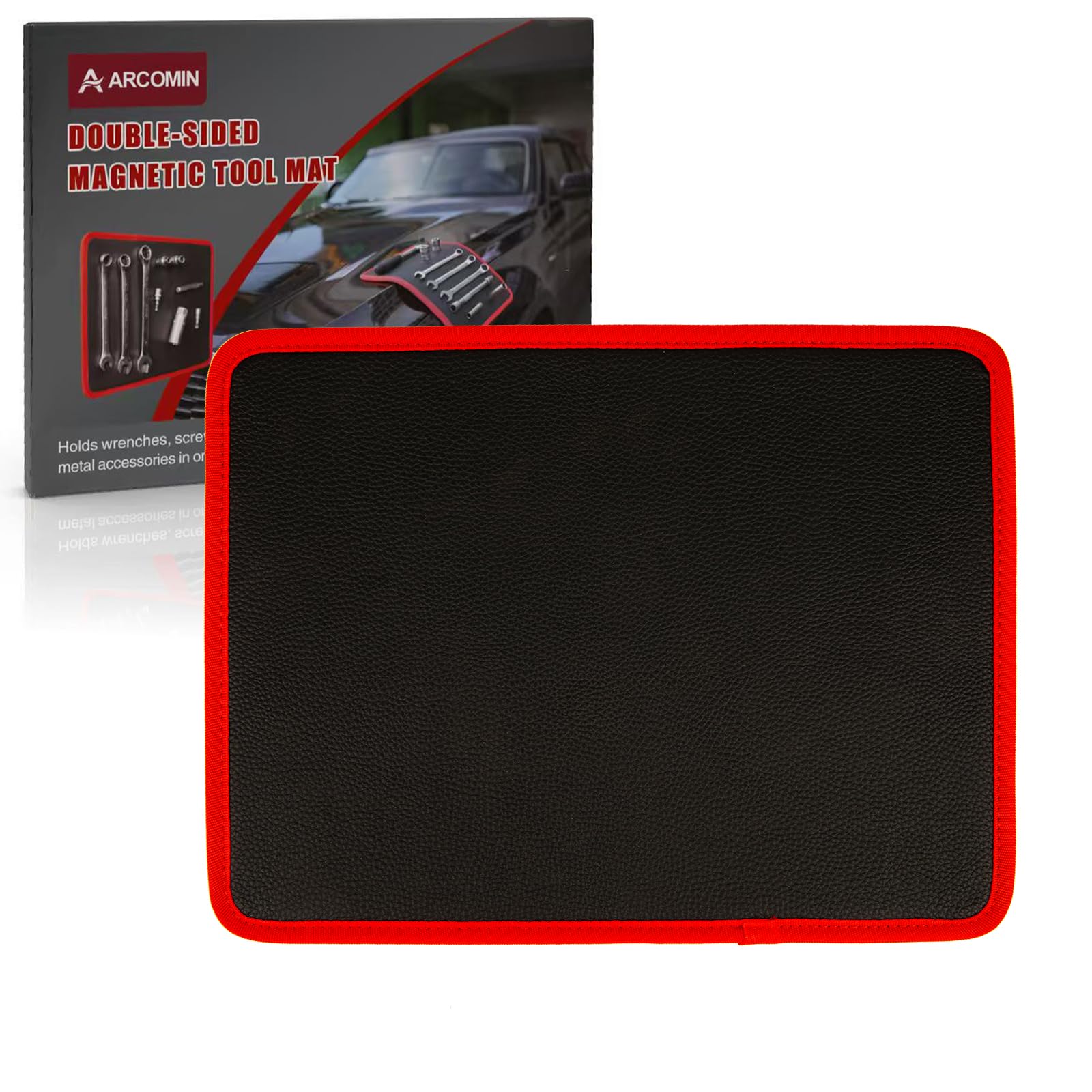 Photo 1 of ?Arcomin Magnetic Tool Mat & Holder | 12.8"x9.8" Flexible Magnetic Tray for Garage Workshop, Scratchproof PVC Surface with Non-Slip Grip | Auto Repair, Toolbox Organizer for Mechanics & DIY