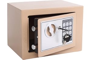 Yuanshikj Electronic Deluxe Digital Security Safe Box Key Keypad Lock Home Office Hotel Business Jewelry Gun Cash Use Storage (Ochre Yellow, 17E)