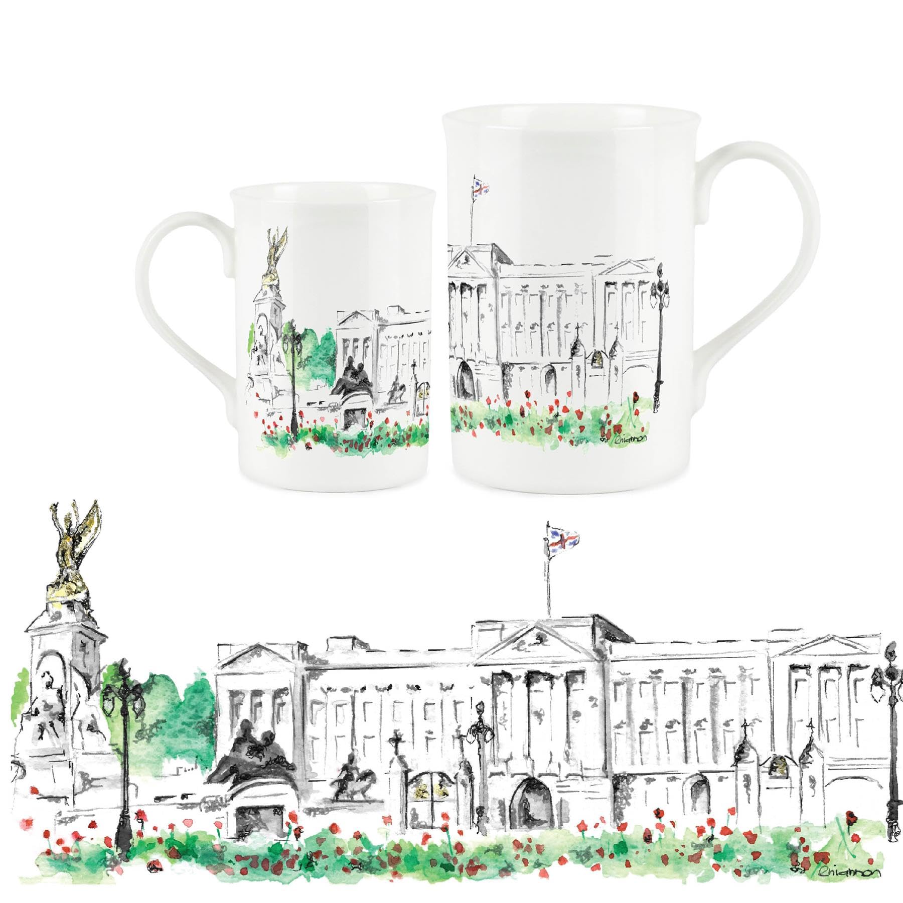 Purely Home British Landscapes Range - Buckingham Palace Design Mug by Rhiannon Chauncey - Fine Bone China Mug Coffee/Tea Gift