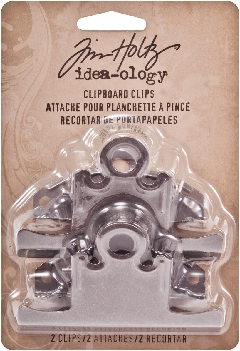 Metal Clipboard Clips by Tim Holtz Idea-ology, 2 per Pack, 3-Inch, Antique Nickel Finish, TH93138