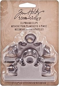 Metal Clipboard Clips by Tim Holtz Idea-ology, 2 per Pack, 3-Inch, Antique Nickel Finish, TH93138
