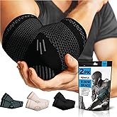 POWERLIX Elbow Orthopedic Brace Compression Support (Pair) - Elbow Sleeve for Tennis, Golfer’s, Bursitis, and Sprains, Arthritis, Tendonitis. Pain Relief(Black, L)