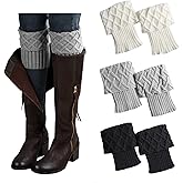 Bestjybt 3 Pairs Womens Short Boots Socks Crochet Knitted Boot Cuffs Leg Warmers Socks