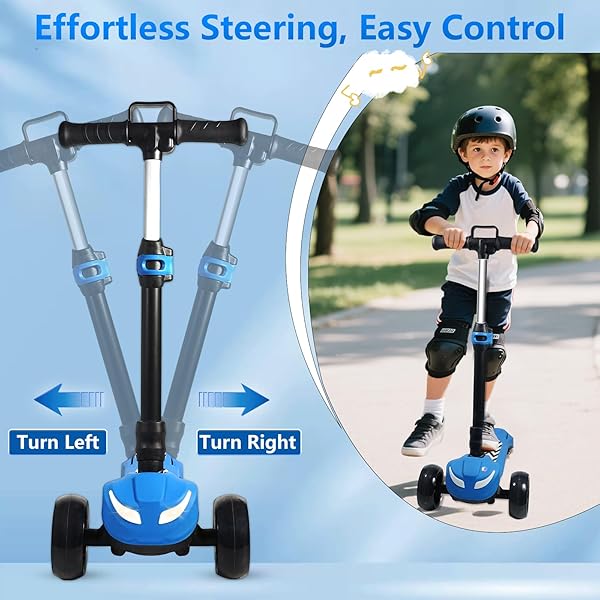 ELECTRIC SCOOTER FOR KIDS AGES 3-12, FULL BODY LIGHTS UP, WIDE DECK, 3 ADJUSTABLE HEIGHTS, 5MPH SAFE SPEED, 90MIN RIDING, FOLDABLE 3 WHEEL ELECTRIC SCOOTER FOR KIDS BOYS GIRLS TODDLER