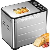 NEWBULIG 21-IN-1 Bread Maker, Automatic Bread Machine, Stainless Steel | 2LB, 360&deg; Powerful Circulation Baking, 650W, Smart Touch Panel, 3 Loaf Sizes, 3 Crust Colors, Easy Clean