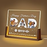 MAIWELL Personalized Fathers Day Birthday Christmas Gifts for Dad Husband,Custom Acrylic Spotify Plaque Light Up Picture Frame with Photo Name, Customized Dad Gifts from Daughter Son Kids Wife