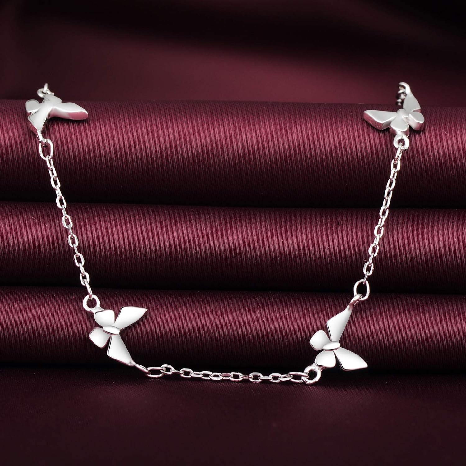 Yumilok Dainty 925 Sterling Silver Butterfly Anklet Foot Chain Beach Jewelry Bohemian Ankle Bracelets Gifts for Women Girls - Image 4