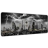 Houston Desk Mat, Houston Skyline Mouse Pad, Large Desk Mousepad, Desk Pad City, Keyboard and Mousepad Desk Mat with 3mm Non-Slip Base and Stitched Edge for Gaming and Office, 31.5 X 11.8 Inch