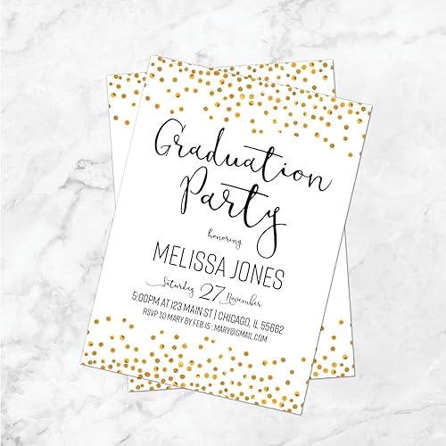 Amazon Com Graduation Party Invitation Gold Graduation Announcement Gold And White Invitation Class Of 2019 College High School Handmade