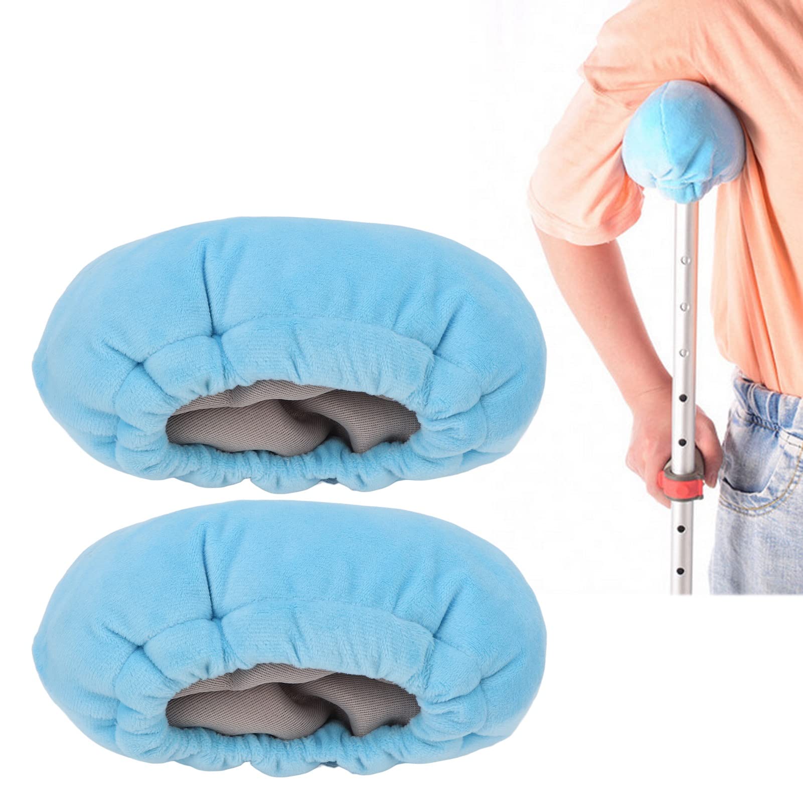 2pcs Crutches Handle Pads,Padding for Walking Arm Crutches,Crutches Handles Pad,Soft Handle Pillow Covers for Hand Grips Armpit, Soft Foam Armpit Bariatric Accessories for Adults, Kids,Blue