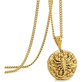 Speroto Zodiac Necklace for Men Women, Stainless Steel 12 Constellation Mens Necklace, Horoscope Astrology Embossed Zodiac Pendant Necklace, Ideal Gifts for Men Women Teens