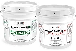 Simiron Polyaspartic High Solids Topcoat Coating System - 2 Gallon Kit - Clear Coating Gloss Finish - Easy-to-Use 1:1 Mix Ratio - Protection to Adhesion, UV, Abrasion, & Scratches (Fast Cure)