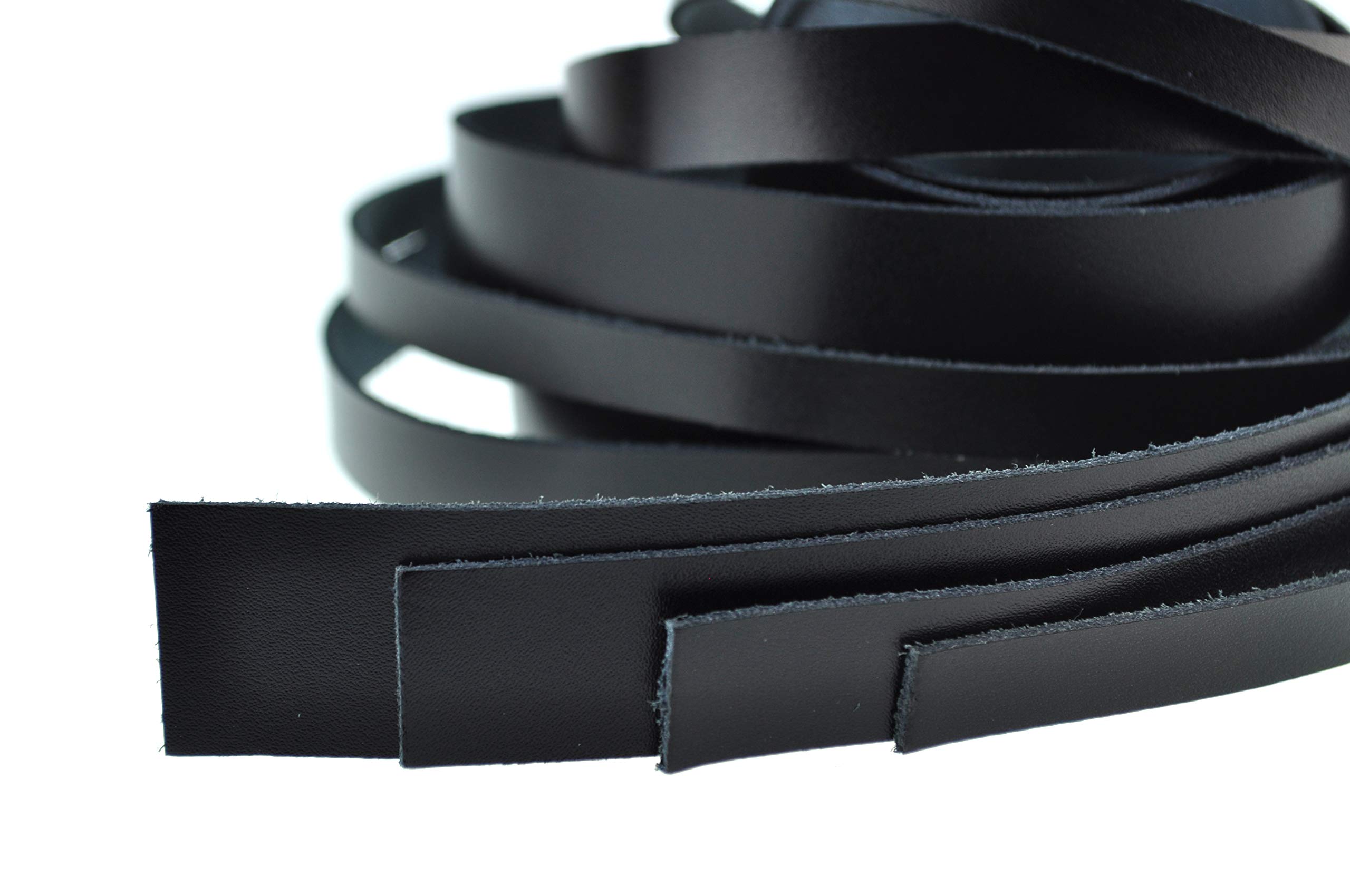 esnado Flat Black Leather Strap, 1 Metre, 25mm Width, 1.8mm Thickness