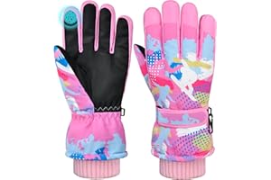 AuSletie Kids Gloves Winter Girls Snow Gloves Boys with Touchscreen Waterproof Ski Winter Gloves Outdoors Warm for Children for 8-15 Years Old