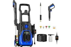 POXURIO Electric Pressure Washer, 4000PSI 2.8GPM Power Washer, High Pressure Washer with 4 Nozzles, Foam Cannon and 23FT Hose/16.5FT Cord for Cars, Patio, Deck