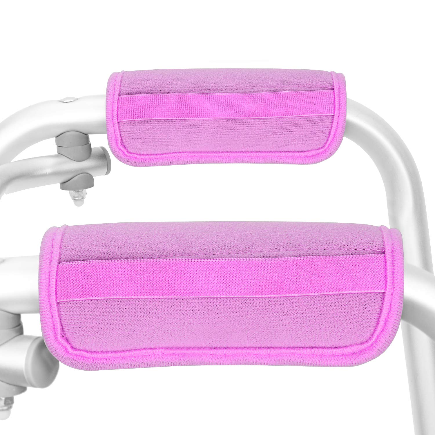 Padded Walker Hand Grips 2 Pack Wheelchair Handle Grips Covers with Strap Soft Foam Padding Adjustable Non-Slip Breathable for Senior Elderly Rollator Crutches Luggage (Pink)